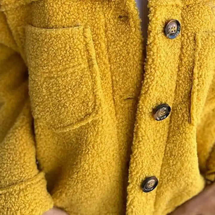 Women's Warm Lapel Cropped Jacket Coat Casual Fleece Fuzzy Faux Shearling Coats Warm Winter Single Breasted Lambswool Outwear