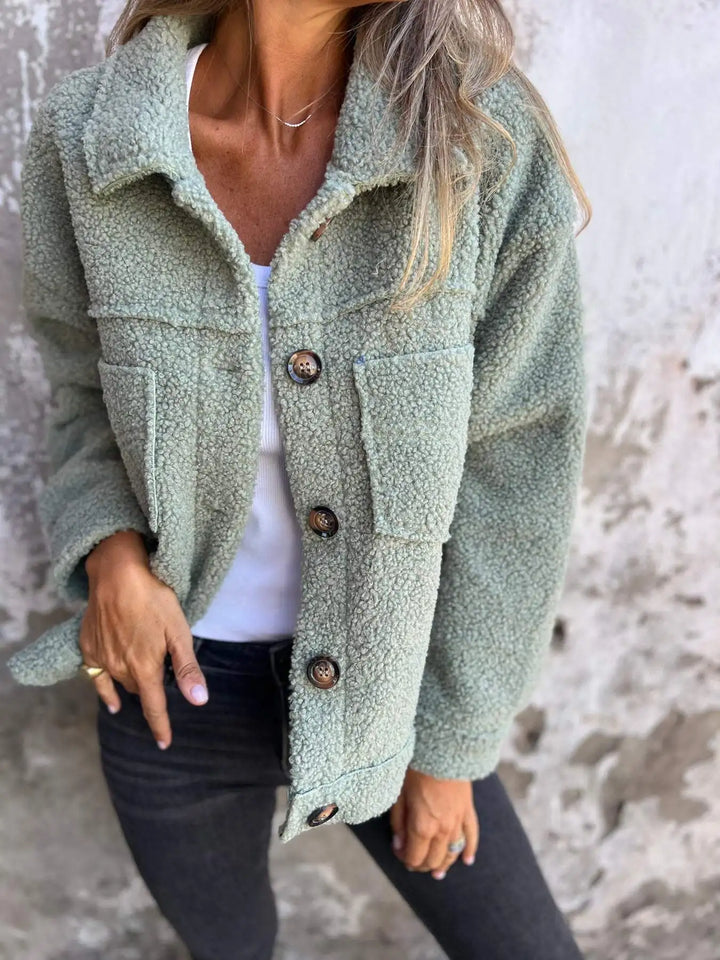 Women's Warm Lapel Cropped Jacket Coat Casual Fleece Fuzzy Faux Shearling Coats Warm Winter Single Breasted Lambswool Outwear
